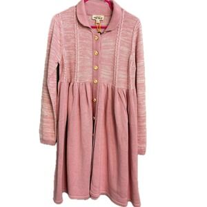 Finding Foxtale Girls Pink Cable Knit Button Front Cardigan Dress Size 6